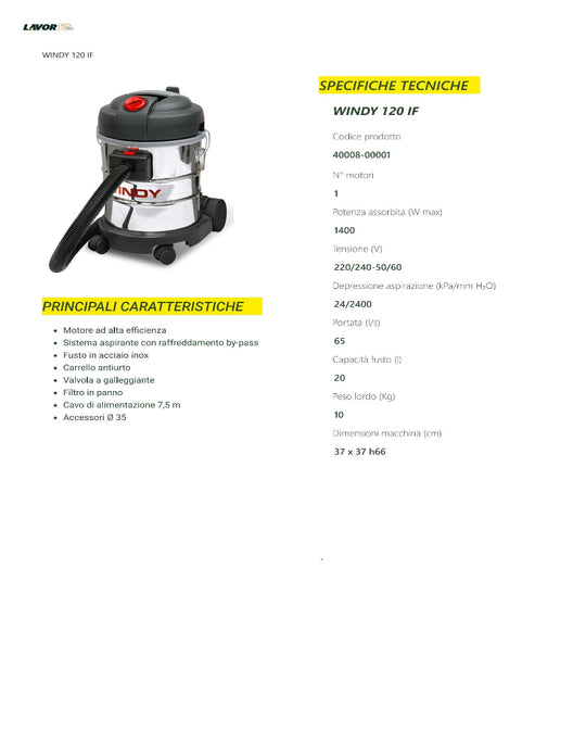 Aspiraliquidi Lavor Windy 120 IF