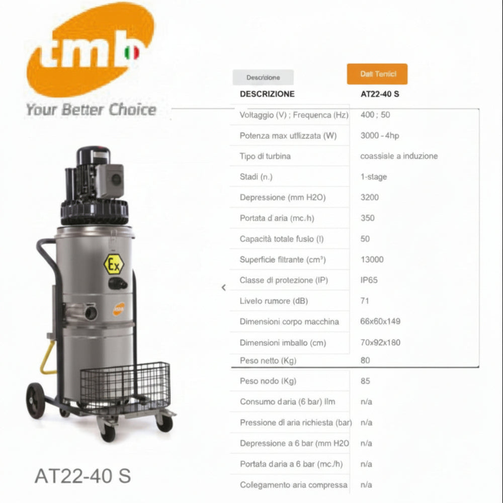 Aspiratore Industriale ATEX TMB AT22-40 S