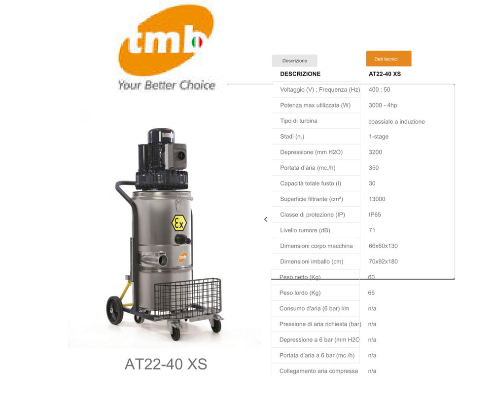 Aspiratore Industriale ATEX TMB AT22-40 XS