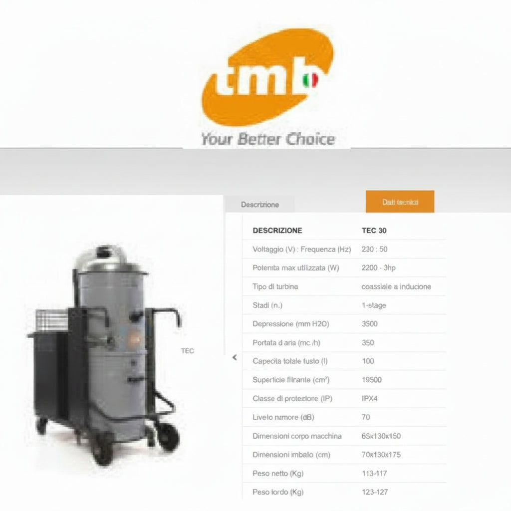 Aspiratore Industriale TMB Serie TEC 30