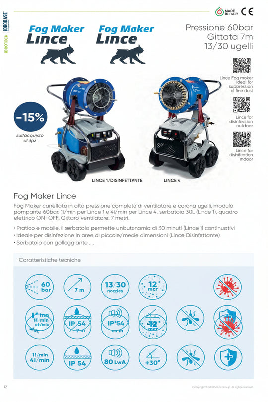 Idrobase Fog Maker Lince 1 - 60 bar, 1 l/min