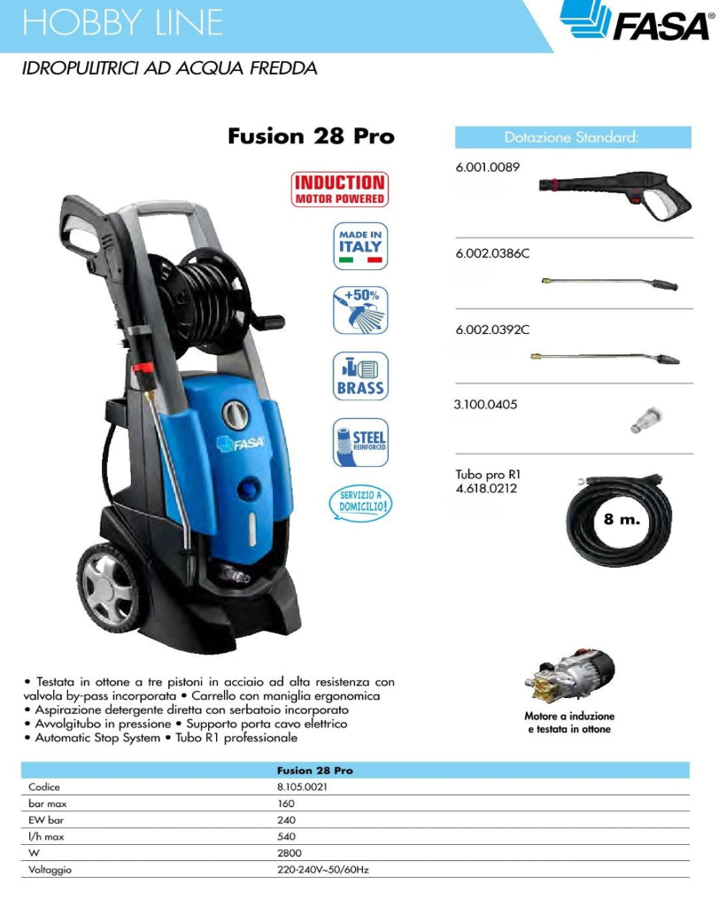 Idropulitrice Fusion 28 Pro 160 bar