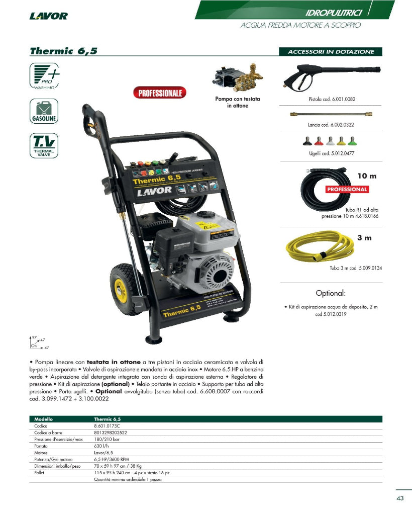 Idropulitrice a motore a scoppio Lavor Thermic 6,5 L