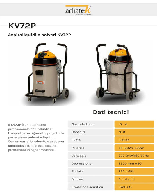 Aspiraliquidi e Polveri Adiatek KV72P