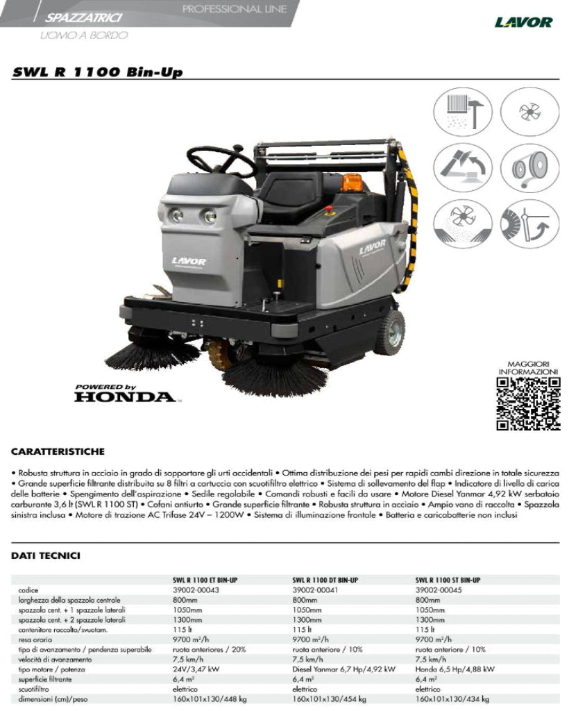 Spazzatrice Lavor SWL R 1100 BINUP