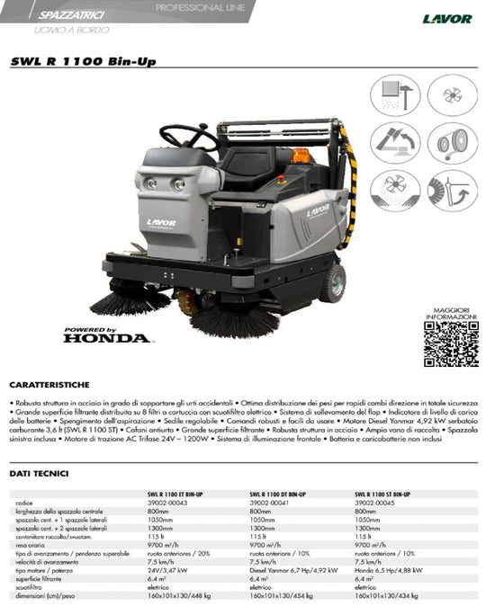 Spazzatrice Lavor SWL R 1100 BINUP