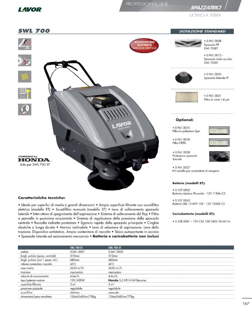 Spazzatrice Lavor SWL 700