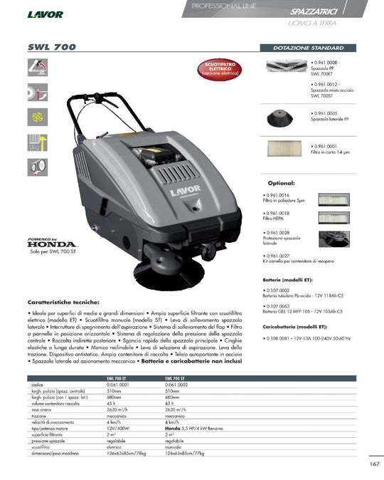 Spazzatrice Lavor SWL 700