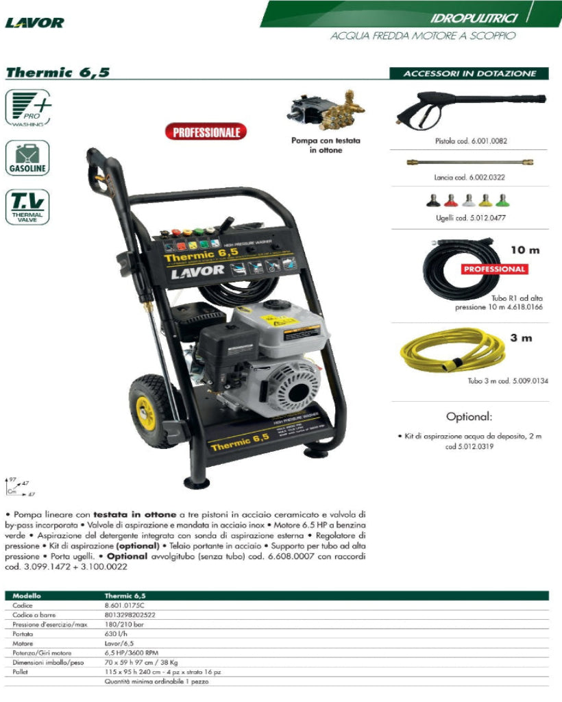 Idropulitrice a motore a scoppio Lavor Thermic 6,5 L