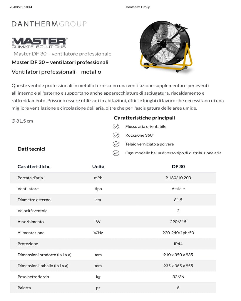 Ventilatore DF 30 Master